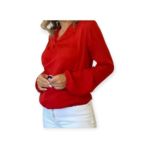 Haute Hippie Red Silk Tie-Front Blouse L - Picture 7 of 15